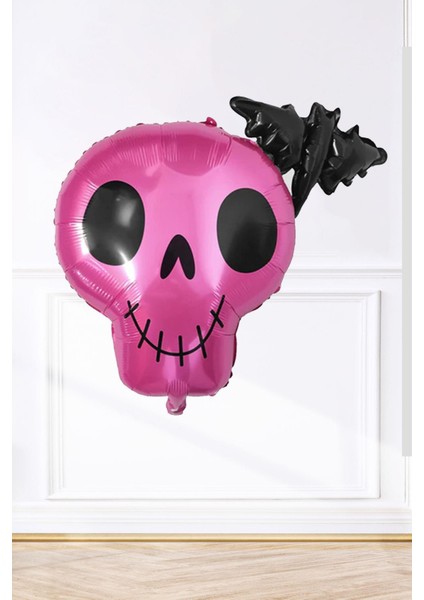 Pembe kuru kafa folyo balon yarasa kuru kafa halloween süsleri folyo balon