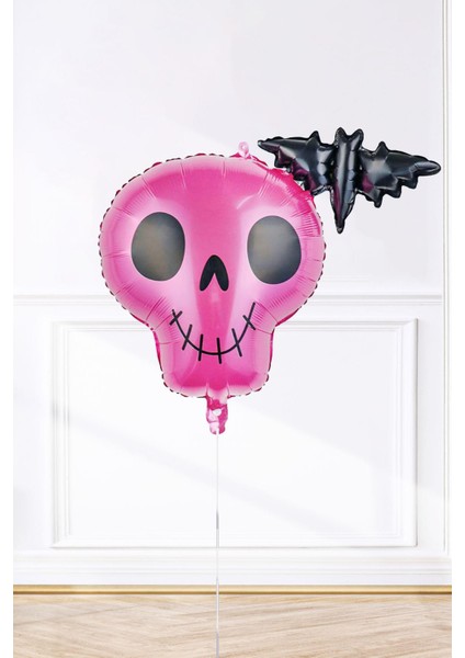 Pembe kuru kafa folyo balon yarasa kuru kafa halloween süsleri folyo balon modelleri