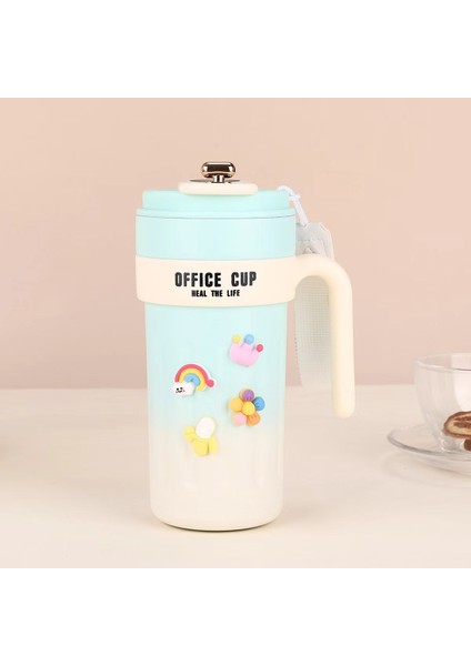 650ML Yüksek Görünümlü Akıllı Sıcaklık Görüntüleyen Kahve Fincanı Çift Katmanlı Vakum Saplı Termos Bardak Açık Büyük Kapasiteli Taşınabilir Araç Bardağı (Yurt Dışından)
