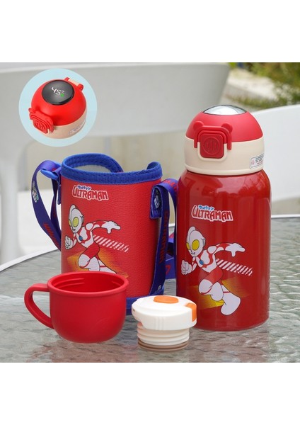 500 ml Ultraman Akıllı Sıcaklık Ölçümü 316 Paslanmaz Çelik Yalıtımlı Bardak Öğrenci Çocuk Su Bardağı Anaokulu Zıplayan Saman Bardak (Yurt Dışından)