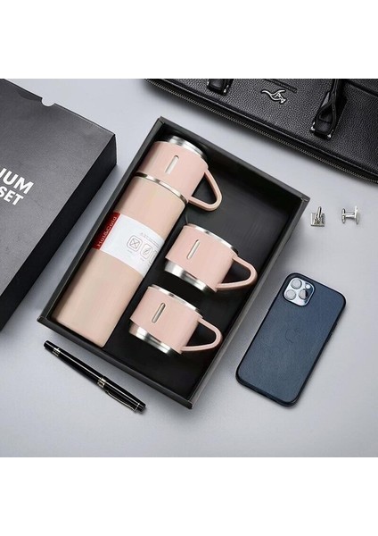 500ML Iş 304 Paslanmaz Çelik Termos Bardak Üst Düzey Tatil Hatıra Hediyesi Bardak Erkekler ve Kadınlar Için Basit Bir Bardak Çok Kapaklı Kullanışlı Bardak (Yurt Dışından)