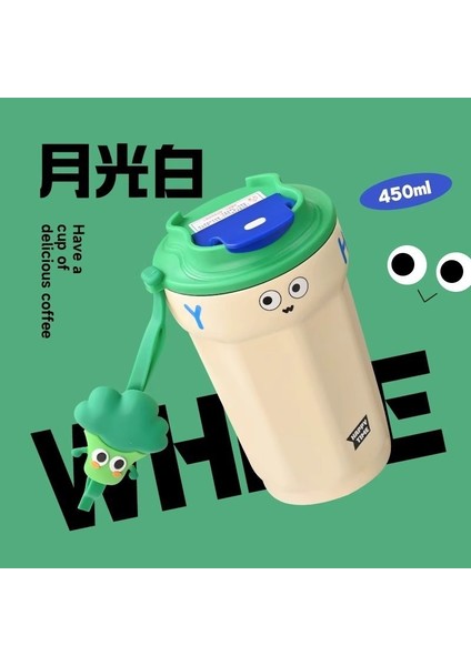 450 ml Kızların Yüksek Görünümlü Kahve Fincanı 316 Paslanmaz Çelik Kahve Fincanı Termos Bardak Komik ve Sevimli Fincan (Yurt Dışından)