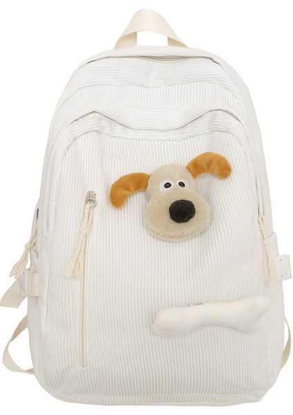 Öğrenci Kadife Sırt Çantası Kadın Çok Yönlü Sevimli Karikatür Köpek Yavrusu Okul Çantası Büyük Kapasiteli Ortaokul Öğrenci Sırt Çantası (Yurt Dışından)