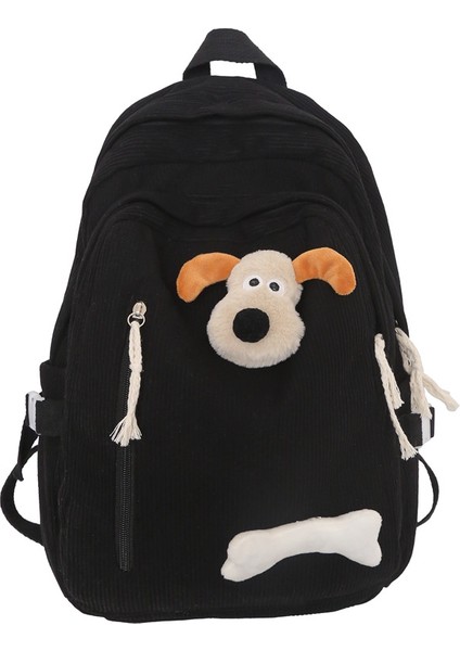 Öğrenci Kadife Sırt Çantası Kadın Çok Yönlü Sevimli Karikatür Köpek Yavrusu Okul Çantası Büyük Kapasiteli Ortaokul Öğrenci Sırt Çantası (Yurt Dışından)