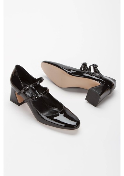 Siyah Rugan Kalın Topuklu Özel Üretim Ayakkabı fiyatları