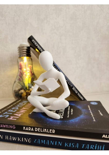 Tekno Trust Kitap Okuyan Iskandinav Tarzı Biblo Heykel Figür Dekor Dekorasyon 3D 3 Boyutlu Altındal Home