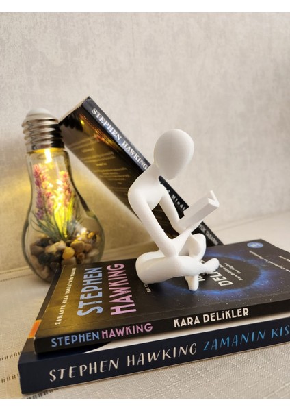 Tekno Trust Kitap Okuyan Iskandinav Tarzı Biblo Heykel Figür Dekor Dekorasyon 3D 3 Boyutlu Altındal Home