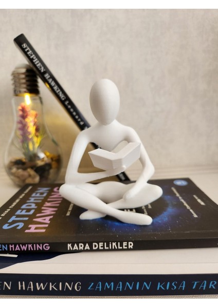 Tekno Trust Kitap Okuyan Iskandinav Tarzı Biblo Heykel Figür Dekor Dekorasyon 3D 3 Boyutlu Altındal Home