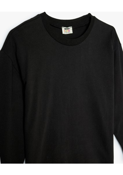 Oversize Tişört Uzun Kollu Bisiklet Yaka Pamuklu modelleri