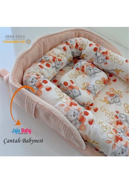 Jaju Baby Nest Çantalı Babynest Taşınabilir Anne Yanı Sevimli Hayvan Somon Pike Babynest