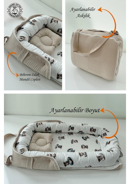 Nest Çantalı Babynest Taşınabilir Anne Yanı Islanan Panda Pike Babynest