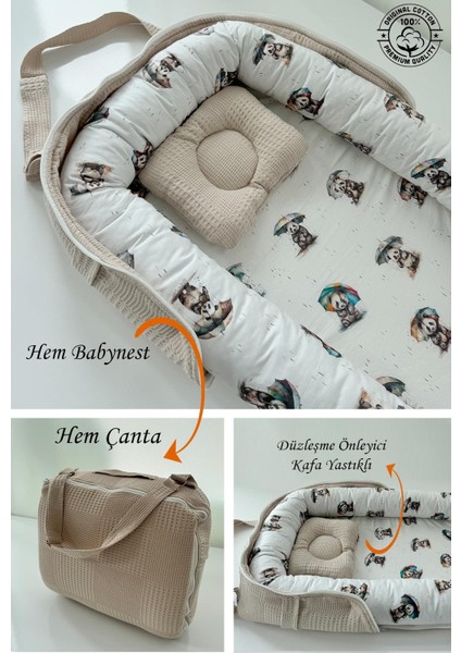 Nest Çantalı Babynest Taşınabilir Anne Yanı Islanan Panda Pike Babynest