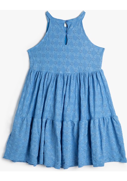 Elbise Halter Yaka Fistolu Katlı Rahat Kesim