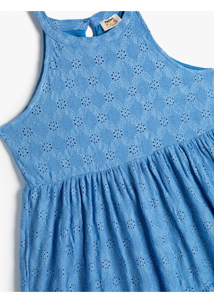 Elbise Halter Yaka Fistolu Katlı Rahat Kesim
