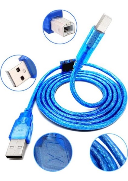 Yazıcı Kablosu 1.5m Ara Printer USB Bağlantı Bağlama Kablo Network Lazer Hp Canon Brother USB Yazıcı