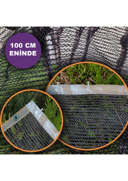 100 cm Eninde Siyah Kuş Filesi Balkon Perdesi Hazır Kopçalı ve Korniş Düğmeli Kedi Koruma Ağı Dolu Filesi Misina File Kuş Önleme Filesi (Uzunluk Seç)
