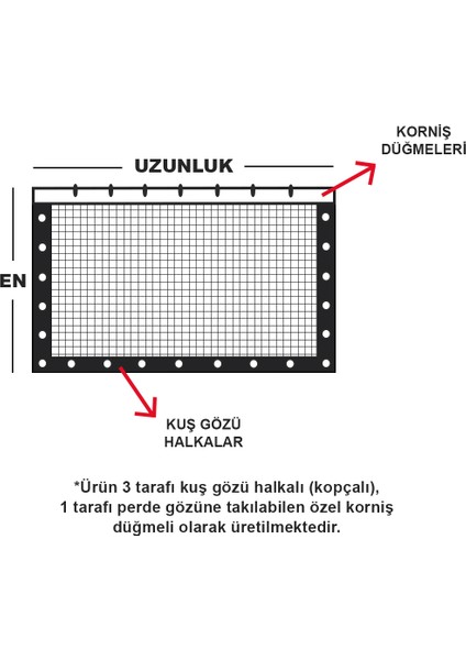 100 cm Eninde Siyah Kuş Filesi Balkon Perdesi Hazır Kopçalı ve Korniş Düğmeli Kedi Koruma Ağı Dolu Filesi Misina File Kuş Önleme Filesi (Uzunluk Seç)