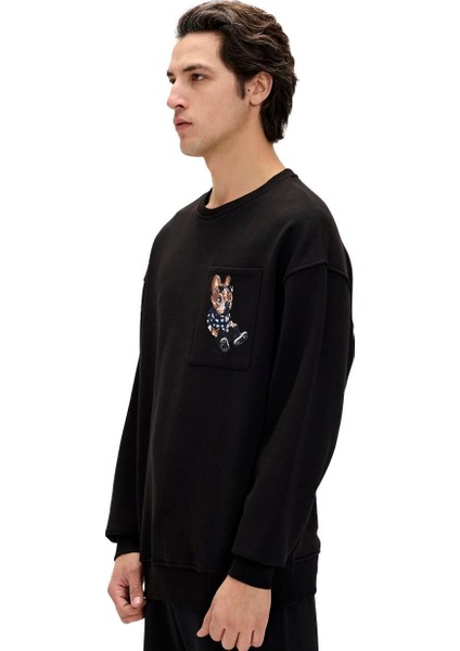 24.02.12.015 Javed Crewneck Sweatshirt Siyah fiyatları