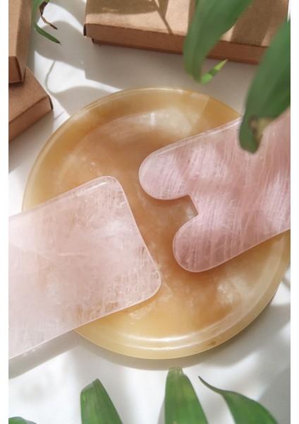 Pembe Kuvars Guasha Kare Model modelleri