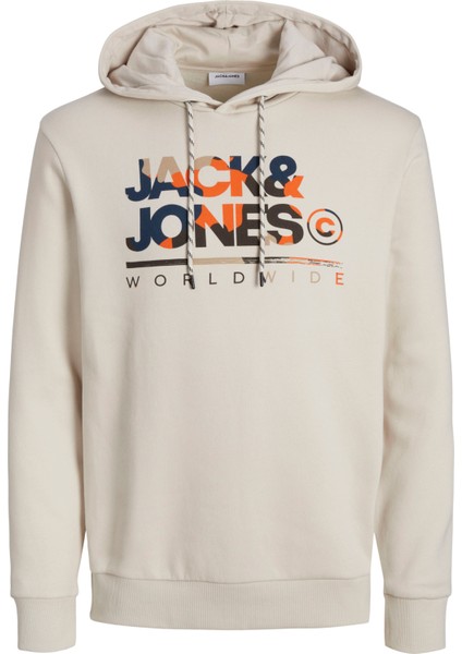 Jack & Jones Erkek Logo Baskili Kapüsonlu Sweatshirt - Luke