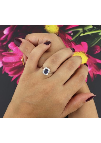 925 Ayar Gümüş Safir Baget Taşlı Anturaj Yüzük modelleri