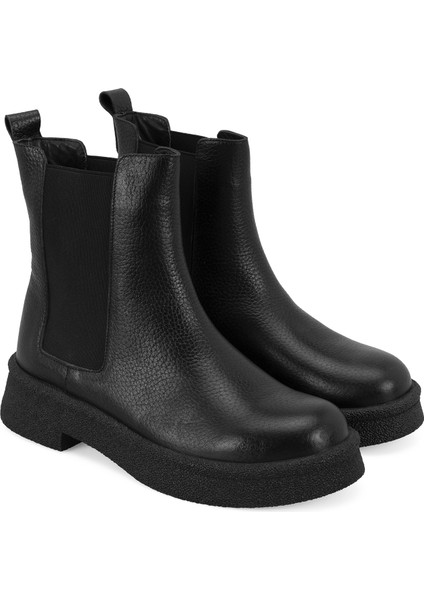Alexis Siyah Kadın Lastikli Deri Chelsea Bot