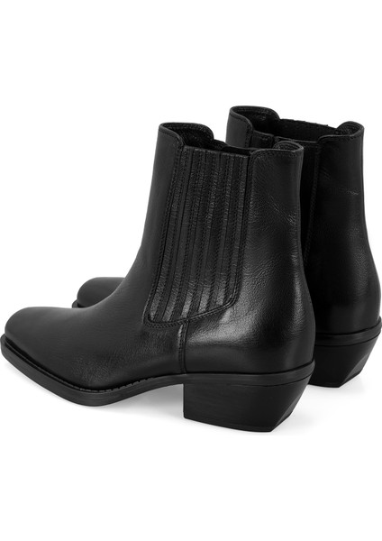 Arone Siyah Kadın Topuklu Deri Kovboy Botu fırsatları