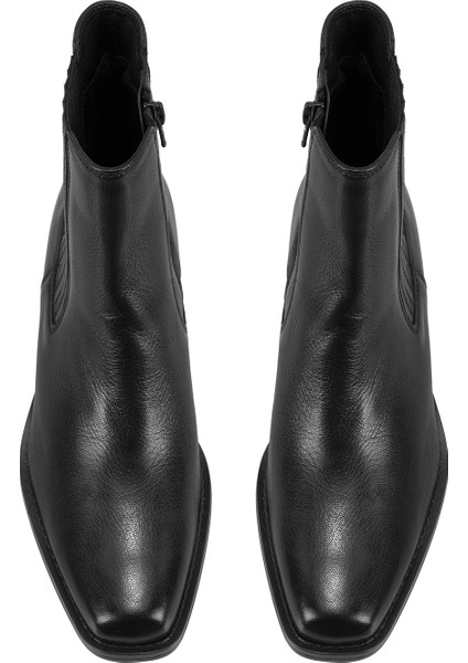 Arone Siyah Kadın Topuklu Deri Kovboy Botu indirimleri