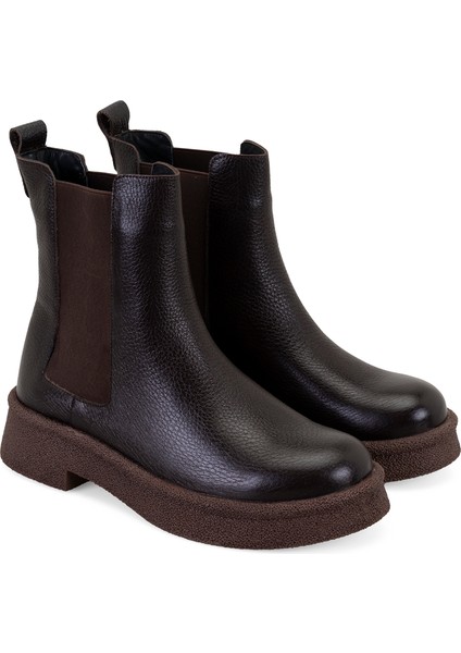 Alexis Kahve Kadın Lastikli Deri Chelsea Bot