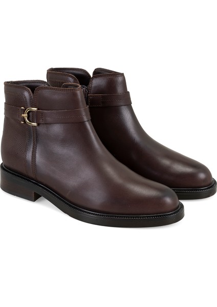 Vesla Koyu Kahve Kadın Deri Bot