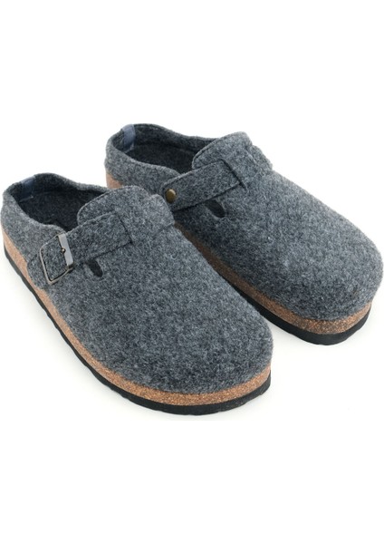 Erkek Kışlık Keçe Mantar Taban Tek Toka Ayarlanabilir Rahat Taban Ev Bahçe Terlik modelleri