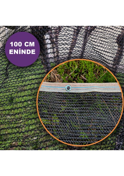 100 cm Eninde Siyah Kuş Filesi Balkon Perdesi Hazır Kopçalı Kedi Koruma Ağı Dolu Filesi Misina File Kuş Önleme Filesi (Uzunluk Seç)