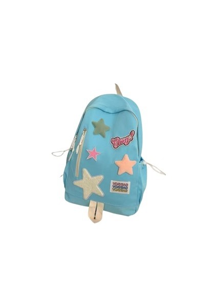 Popular Star Pattern Backpack For High School Students. - Mavi (Yurt Dışından)