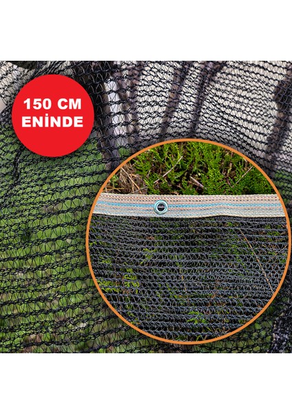 150 cm Eninde Siyah Kuş Filesi Balkon Perdesi Hazır Kopçalı Kedi Koruma Ağı Dolu Filesi Misina File Kuş Önleme Filesi (Uzunluk Seç)