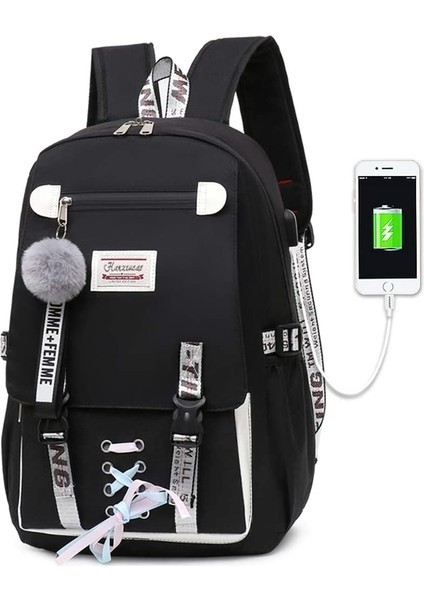 Büyük Kapasiteli USB Şarj Portlu Okul Sırt Çantası (Yurt Dışından)