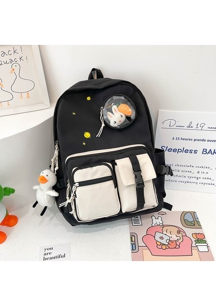 Öğrenci Okul Çantası Büyük Kapasiteli Kız Okul Çantası Retro Gelgit Japon Sırt Çantası (Yurt Dışından)