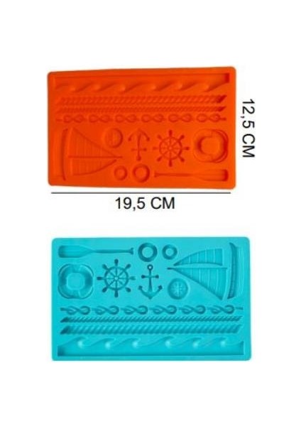 Şeker Hamur Kalıbı Silikon Denizcilik Temalı 12,5*19,5 cm