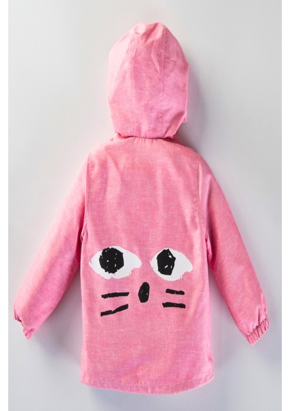 Yeni Sezon Sevimli Kedi Desenli Pamuk Astarlı Kapüşonlu Çocuk&bebek Yağmurluk-Mont modelleri