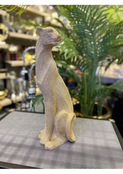 Tekno Trust Dekoratif Çita 43 cm ,dekoratif Puma,gold Aksesuar,dekoratif Lüks Biblo,leopar Heykeli