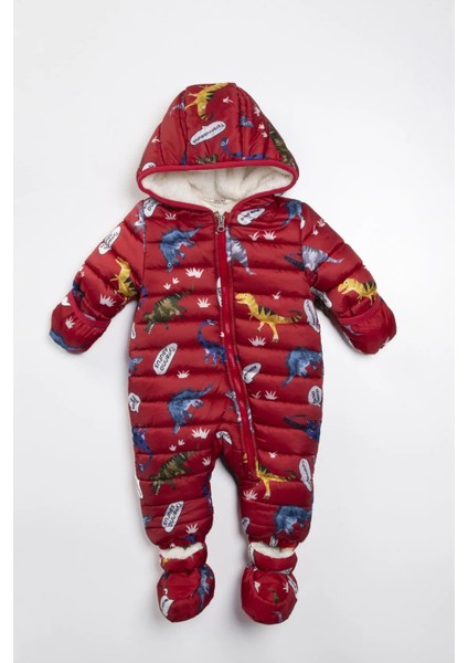 Dinazor Çıkarılabilir Ayaklı Gizli Eldivenli Kapişon Kışlık Erkek Bebek Astronot Tulum Kozmonot Mont