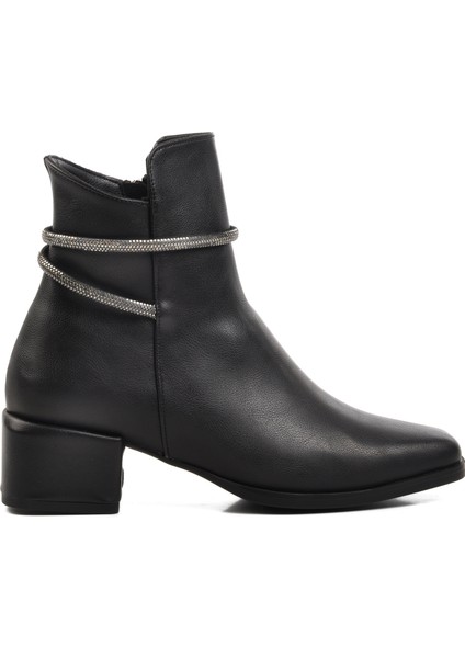 326168 Siyah Cilt Kadın Topuklu Bot