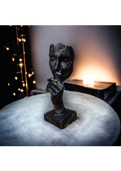 Sanat Heykeli: Kalp Tutan El, Siyah Mermer Görünüm, Modern Tasarım, 23x13 cm fırsatları
