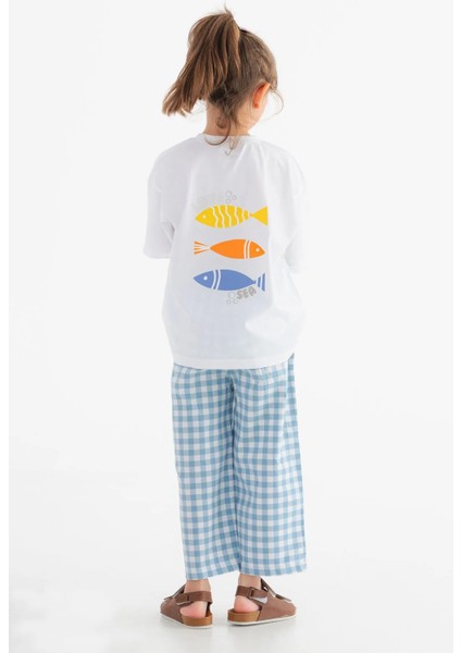Love Sea Baskılı, Balık Figürlü Bisiklet Yaka %100 Organik Pamuk T-Shirt Beyaz modelleri