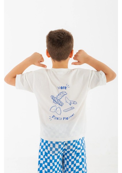 More Pasta Please Baskılı Bisiklet Yaka %100 Organik Pamuk T-Shirt Beyaz fiyatları