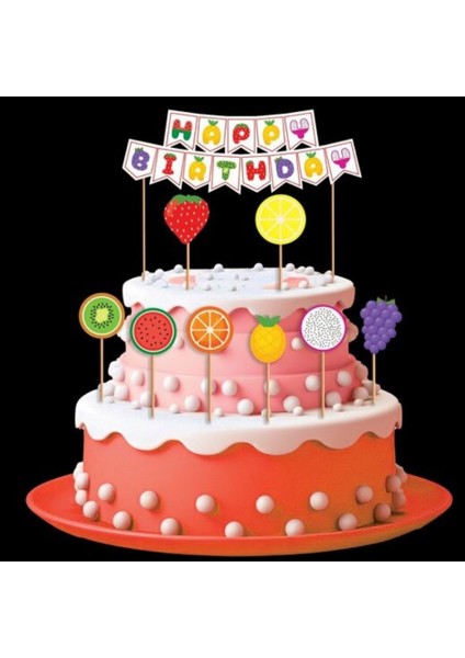 Meyveler Teması Happy Birthday Kürdanlı Set