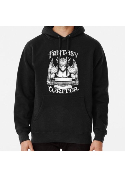 Unisex Fantasy Writer Funny Book Dragon Author Novelist Typewriter Baskılı Sweatshirt