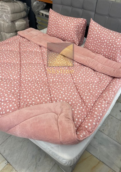 Çift Kişilik Çift Taraflı Wellsoft Yorgan 195X215 + 2 Adet 50 x 70 Yastık Kılıfı