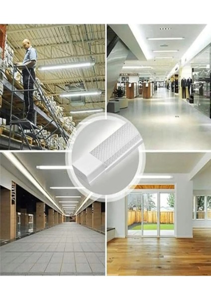 120 cm, 80 Watt 6500 Kelvin Beyaz Işık 3 Sıra Ledl Kristal Bant Armatür Atölye Fabrika Tavan Armatürü fırsatları
