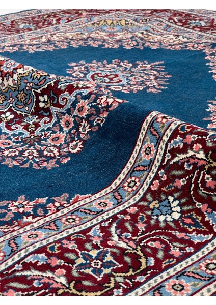 128X178 cm Canlı Mavi Renkli Harika Kondisyonlu El Dokuma Çiçek Desenli Türk Kilim fiyatları