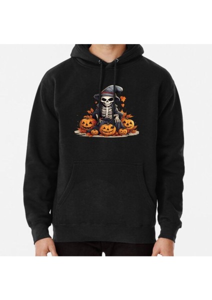 Unisex Scary Halloween Skeleton Spooky Vibes Baskılı Sweatshirt